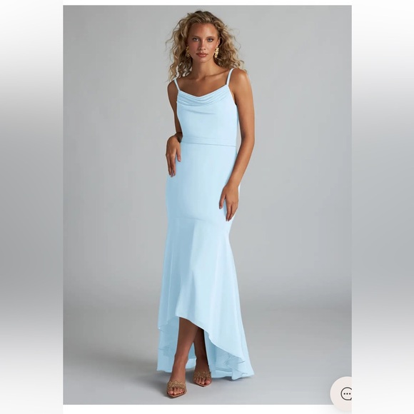 Azazie Elegant Sky Blue Evening Gown - Picture 1 of 4